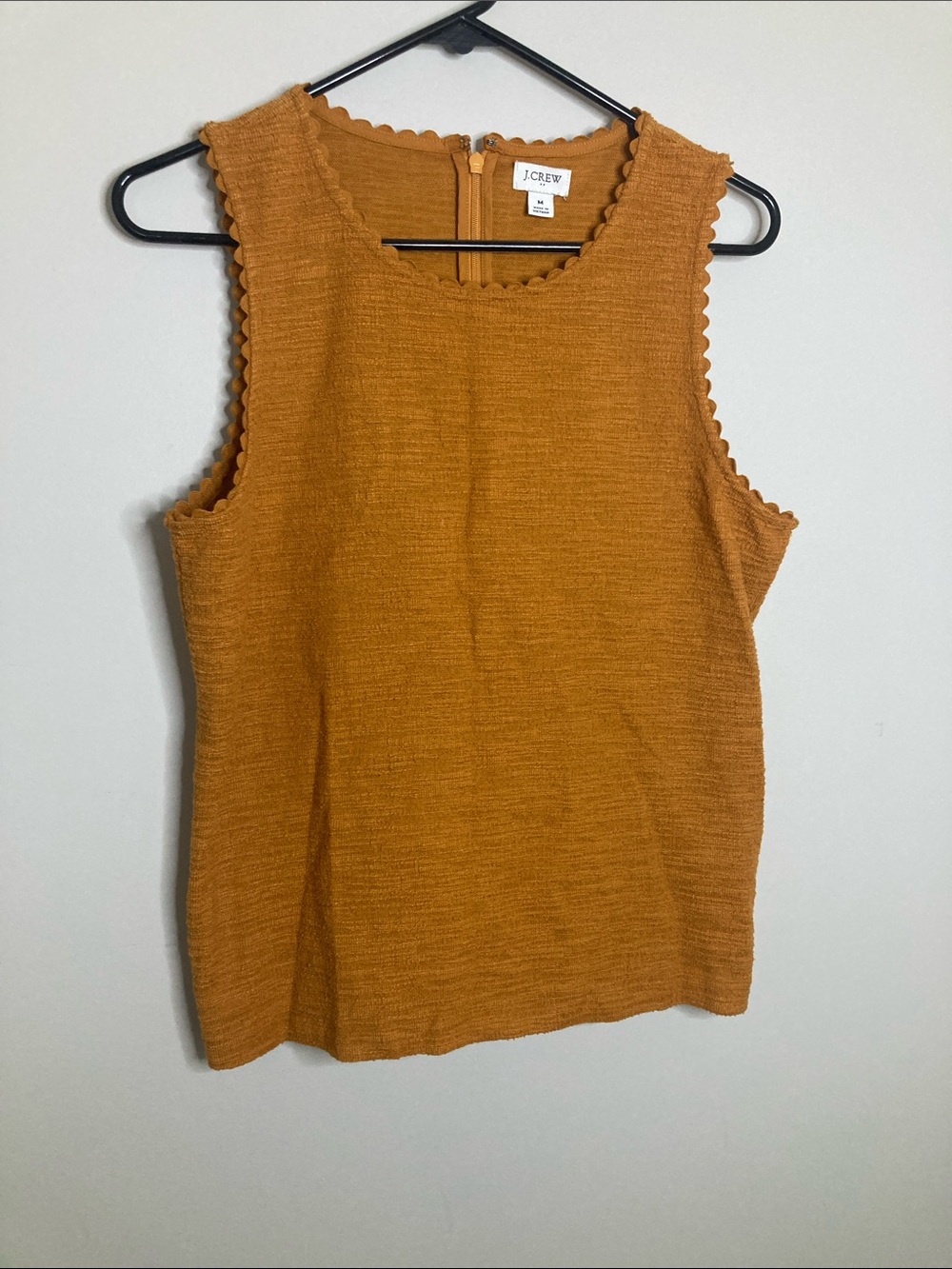 J. Crew Textured Scallop-Trim Sleeveless Tank - Mustard Gold